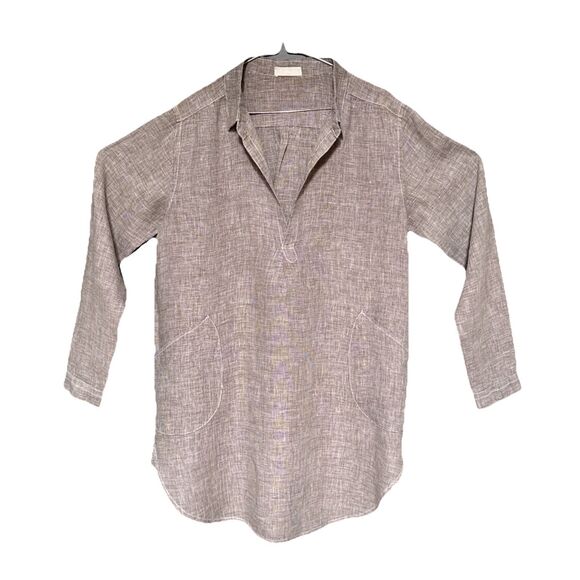 CP Shades Size M Teton Tunic Linen Brown White V-Neck Pockets $242 USA Made - Picture 14 of 14